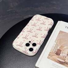 1 chiếc ốp lưng điện thoại bằng chất liệu TPU dễ thương, họa tiết nơ trái tim màu hồng, màu trắng kem, chống sốc và chống trượt, bảo vệ toàn thân, tương thích với iPhone, Honor, v.v. - Màu be - Xem 5