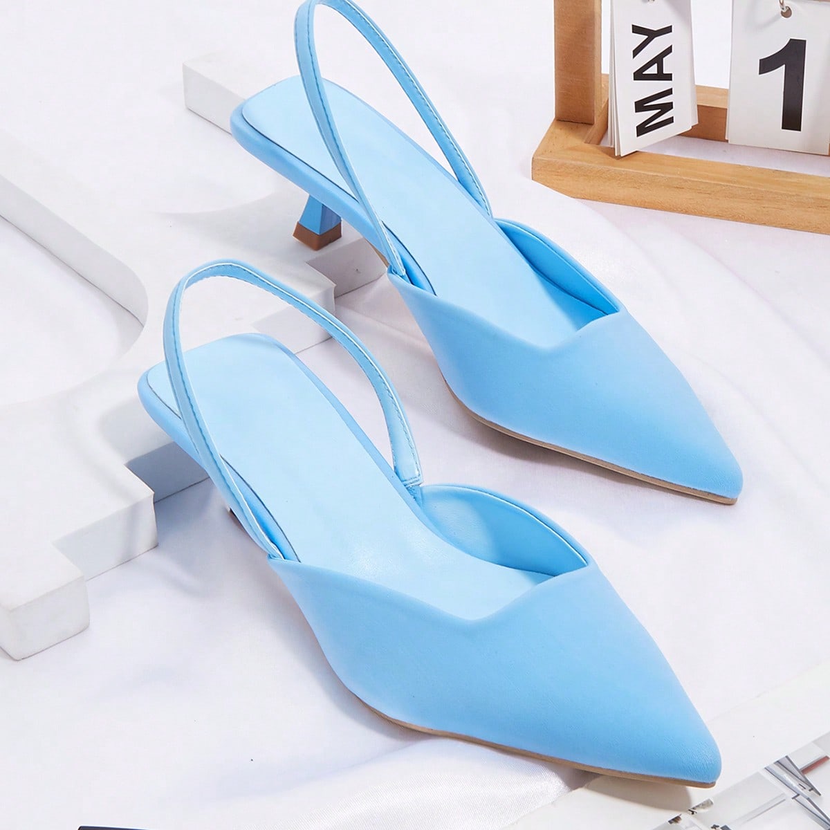 Zapatos de tacón de gatito de unicolor para mujer, elegantes tacones altos de punta, tacones altos de moda con correa de tobillo y punta abierta