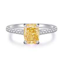 S925 Sterling Silver Yellow Diamond Ring For Women, Ice-Cut Brilliant Cut 8A  Ring, Wedding Ring For Parties - Yellow Diamond - CBJZ133 - Xem 1