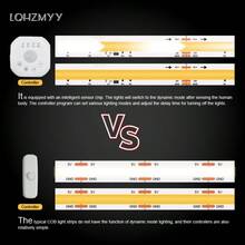 Tira de luz LED con sensor de movimiento, alimentada por USB, efecto de flujo de agua, lluvia de meteoros, efecto de luz de persecución, tira de luz COB dinámica de 5V CC, luz de sensor de escalera, tira de luz de persecución de escalera - luz blanca - Ver 7