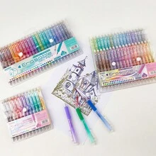 12-Color Washable Ballpoint Pens, Erasable, Quick-Drying, Anti-Clogging, Student Drawing Pens, Stationery Art Supplies, Smooth Writing Colorful Pen Set - Multicolor - View 5