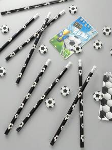12/24件套足球主题派对礼品，足球铅笔和橡皮套装，运动球主题派对礼物，日常办公书写用品，完美的生日礼物，周年纪念礼物，派对奖励，派对礼品袋填充物，返校礼物 - 均碼 - 查看 3