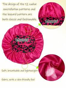 1 pieza Gorro de satén de unicolor con los 12 signos del zodíaco para mujer en color borgoña, adecuado para el hogar y el uso diario, gorro cómodo para el cuidado del cabello durante el sueño, estilo bohemio - Constelación Rojo Vino SM14 - Ver 4