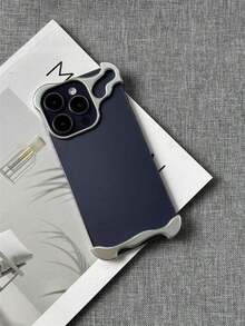 1pc Luxury Designer Alien Arc Phone Case + Glass Camera Film Compatible With Iphone 16 15 14 13 Pro Max Plus Cool Camera Protection Anti-Drop Soft Silicone Cover - Silver - View 7