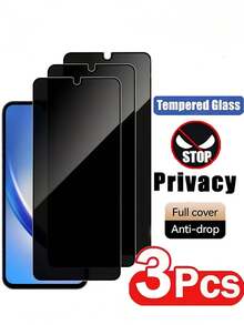 3片装隐私钢化玻璃屏幕保护膜，兼容三星 Galaxy S26 S25 S24 A57 A37 A27 S20 FE 5G/S21 FE 5G/S23 FE/A04s/A04/A05/A05s/A04S/A04E/A24 4G/A34/A54 5G - 9H 硬度，亮面，防窥防盗，防碎裂，防指纹，无气泡，全覆盖屏幕保护膜，兼容小米 Poco Note 14 13 12 Pro 4G/ 14C 13C - 黑色 - 查看 13