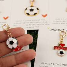 1pc/5pcs Soccer Pocket Hug Enamel Keychain Set Football Lover Motivational Gift For Players Fans - Multicolor - View 9