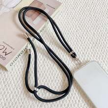 Adjustable Universal Solid Color Phone Lanyard, Unisex Detachable Halter, Anti-Lost Phone Necklace, Multi-Functional Phone Halter, Adjustable Length - Black - View 1