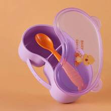 Juego de cuencos de comida complementaria para bebés portátil y molerable, comida fría y caliente separada, perfecto para la escuela, picnics y viajes - Morado - Ver 2
