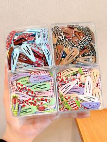 12/24/36pcs/Set Colorful Printed Hair Clips, Bangs Side Clips - Suitable For Girls And Women, Minimalist Design With Eye-Catching Patterns, Easily Add Playful Vibe To Hairstyles, Whether Ponytail Or Side Clip, Essential Daily Hair Accessory,Festival,Party - Multicolor - View 16