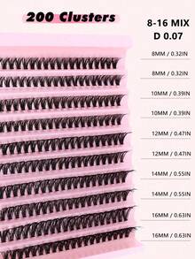 10 Rows 200Pcs Lash Clusters Full Curled Volume Eyelashes, Natural Fluffy Wispy Single Length Individual False Eyelashes, Soft Lightweight Reusable DIY Eyelash Extensions, Comfortable Easy To Apply For Beginners, Perfect For Daily Wear, Parties, Festivals, Dates & Everyday Eye Makeup, Fake Eyelashes Cluster Lashes - D - View 3