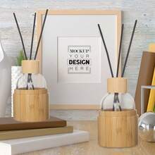 Bộ 1 chai thủy tinh trong suốt kèm que mây và nắp bảo vệ bằng tre, nắp tre tự nhiên, chai rỗng dùng đựng tinh dầu thơm gia đình, có thể tái sử dụng, kèm hộp quà tặng. - A - Xem 5