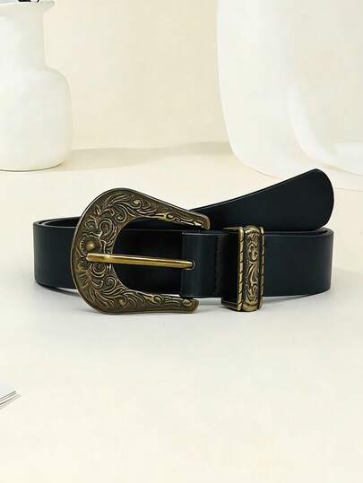 Bohemian Style Belt - Vintage Metal Buckle, Western Retro Belt, Suitable For Pairing With Pants Or Skirts, A Common Choice For Daily Wear