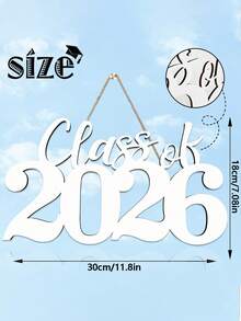 2026年木质毕业装饰品 - 红色2026届毕业生拍照道具和派对装饰，2026届毕业生礼物牌，毕业派对装饰（白色） - 白色 - 查看 3