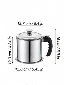 60.87 Oz Stainless Steel Oil Strainer Pot With Filter Net And Dust Cover, Reusable Large Diameter Oil Filter Container - View 10