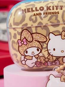 HELLO KITTY AND FRIENDS | SHEIN 豹纹耳机保护套，带亚克力挂饰，适用于 Pro 的防震保护壳 - 黃色 - 查看 3