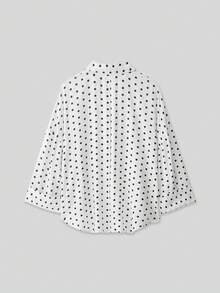 YROOE Women's French Retro Commuter Versatile Turndown Collar Wide Sleeve Blouse, Spring/Summer - Black and White Polka Dots - View 2