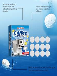 JUE FISH Coffee Machine Cleaning Tablets, Coffee Maker Stain Remover & Descaling Filters Cleaner, Household Universal Washing Tablets - Solid State - View 6
