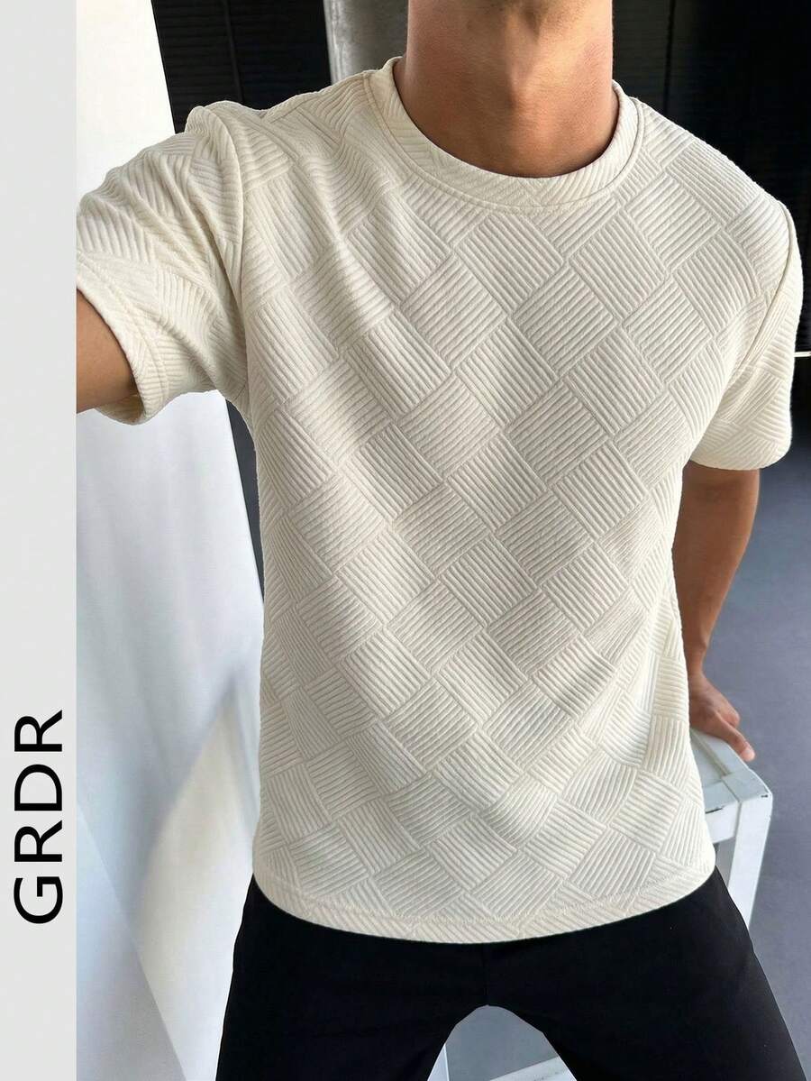 Áo thun nam tay ngắn cổ tròn dáng ôm GRDR Jacquard | Thiết kế tinh tế | Món đồ không thể thiếu cho mùa hè | Dễ phối đồ | Thể hiện phong cách của bạn
