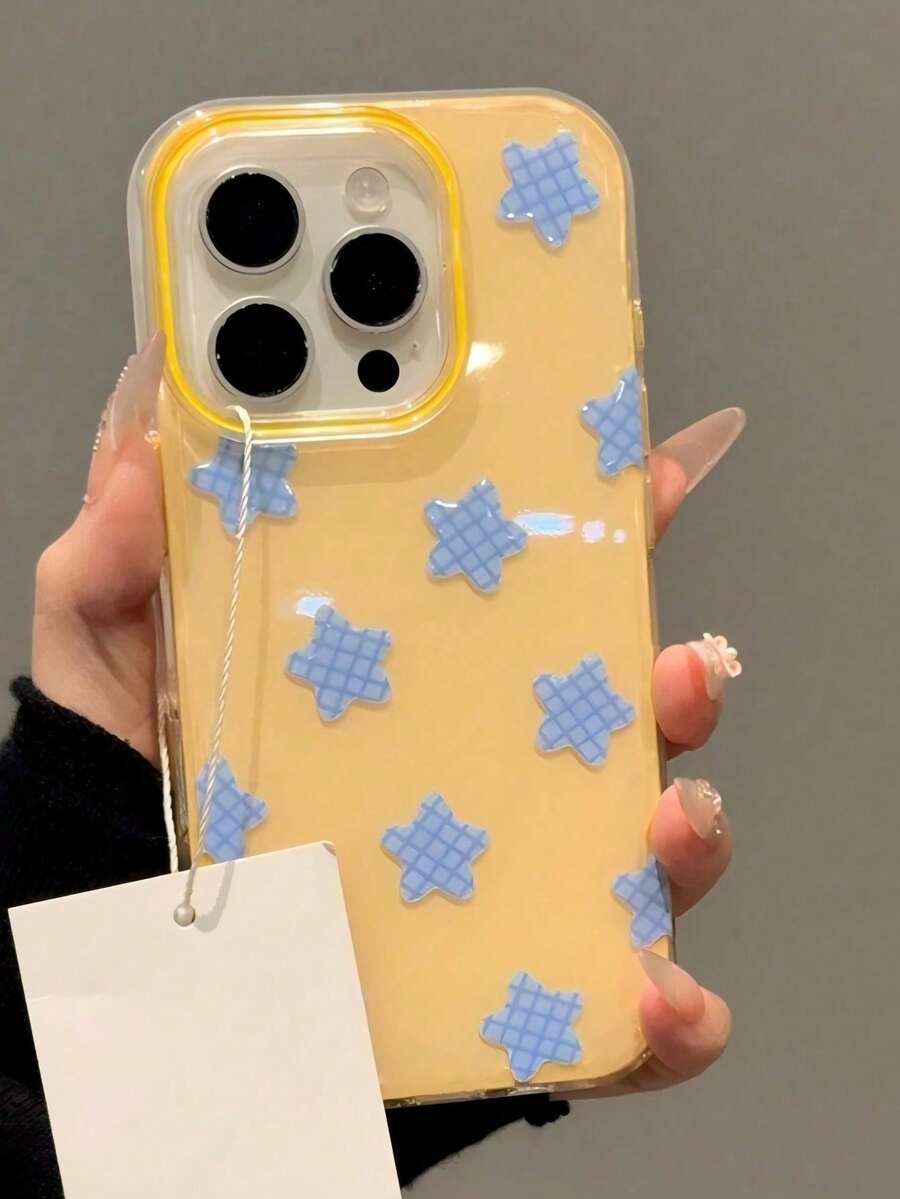 可爱星星软壳手机壳，适用于 17 Pro Max、17 Pro、17 Air、17、15、16 Pro Max、14 Pro、13、12、11，黄色光滑软壳手机壳 - 黃色 - 查看 1