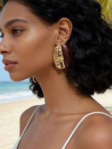 ZA Women's Colorful Resin Geometric Pendant Earrings| Bohemian Style Easter Gift, Beach Party Fashion Jewelry - Bông tai nhựa hình chữ nhật - Xem 8