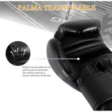Jasonwell Guantes de Box 10 12 14 16 Oz para Entrenamiento y Costal - Protector Bucal Incluido - Absorción de Impactos para Boxeo, Kickboxing y Gym - Negro - Ver 5