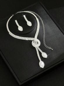 Necklace Earrings Women Jewelry Set, Suitable For Daily Wear, Dating, Geometric Pattern Party, Bridal Wedding Valentine's Day Accessories - 金子 - 查看 3