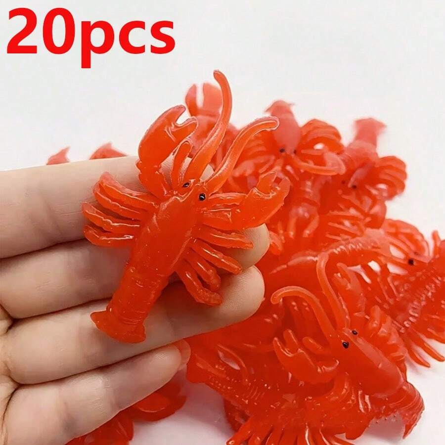 10只红色漂浮TPR软橡胶虾,家居客厅装饰、派对装饰、海洋生物模型、水族箱装饰、室内外沙滩游泳池游戏、节日装饰、母亲节装饰和鱼缸装饰、学生奖品 - 查看 1