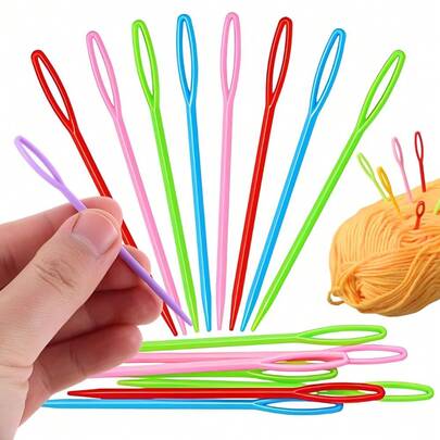 80pcs Plastic Large Eye Needles, Assorted Color Yarn Darning Needles For Knitting, Crochet, Sewing, Craft Projects, Easy Threading Sewing Supplies