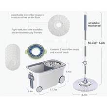Spin Mop Bucket Deluxe 360 Spinning Floor Cleaning System With 6 Microfiber Refill Heads, 62 Inch Extended Handle & 4 Wheels, Home Cleaning - 1 - View 2