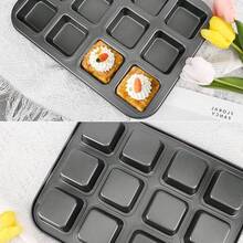 12孔方形碳钢蛋糕烘焙盘，不粘多功能松饼制作模具，家用小工具 - 彩色 - 查看 6