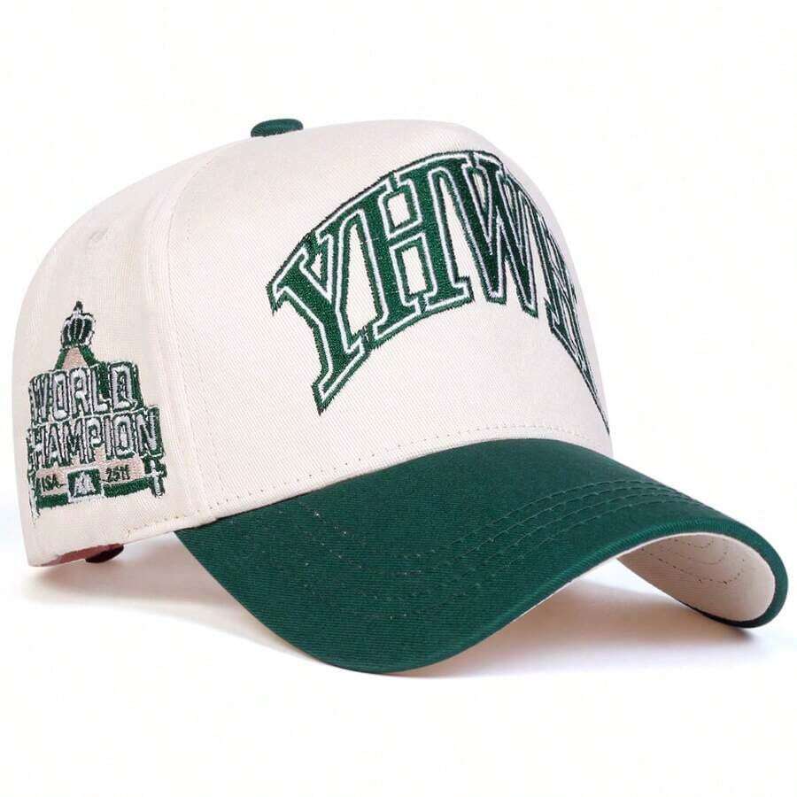 1Piece Men YHWH Letter Embroidered Five-Faced Hat Baseball Cap Outdoor Adjustable Sunscreen Leisure Hat Spring Autumn Travel Tourism Beach Vacation - 棕色 - 查看 1