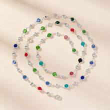1pc Bohemian Colorful Glass Long Y-Shaped Necklace, Adjustable Metal Choker Necklace, Gold & Silver Color, Summer Holiday Party Jewelry Gift - Single Layer - View 11