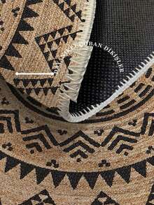 Modern Round Washable Non-Slip Area Rug – Thin Soft Living Room Carpet, Kitchen Rug & Runner, Decorative Rug - 咖啡棕 - 查看 4