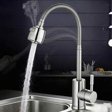 Stainless Steel Swivel Faucet For Kitchen Sink, Hot And Cold Water Mixer Tap - Light Grey - View 6