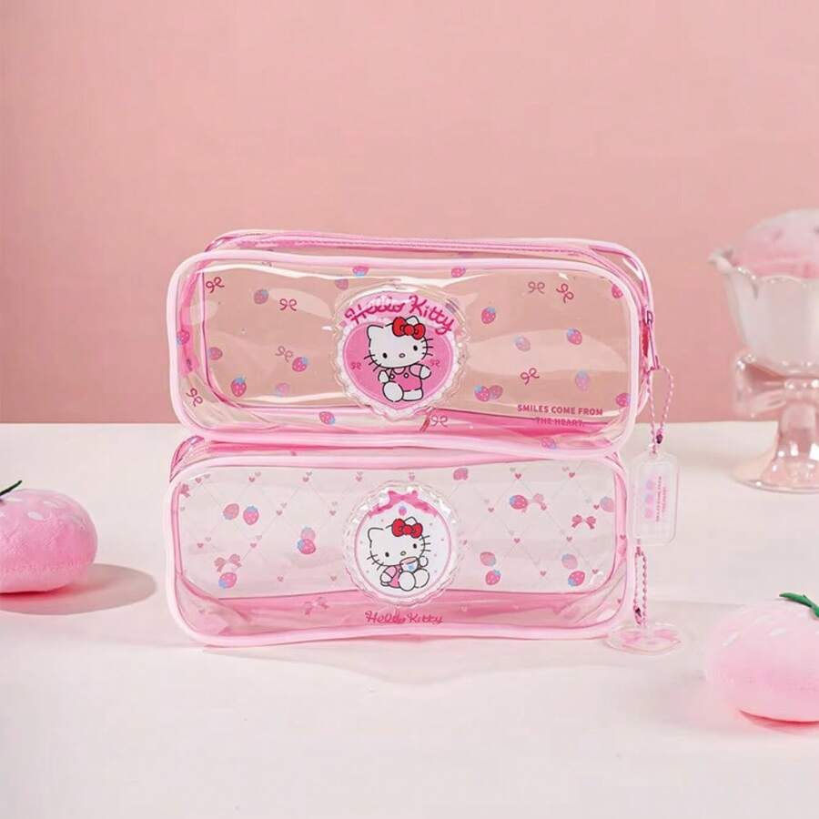 DOBBLE Hộp đựng bút bằng nhựa trong suốt chính hãng, túi đựng bút chì trong suốt dành cho nữ sinh, dụng cụ văn phòng phẩm. - A - Xem 1