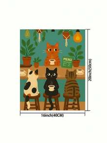 DIY Acrylic Painting Kit - Drinking Cat, 40x50cm, Artistic Personalized, Craft For Adults, Frameless Art Painting Set For Bedroom Decor And Art Wall, Simple And Fun Painting, No Drawing Experience Required, Fulfill Your Painter Dream, Immerse Yourself In The Colorful World, Each Stroke Is Self-Expression, Add Romance To Life, Best Gift For Family And Friends, Holiday Gift - Multicolor - View 3