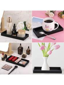 Small Silicone Bathroom Vanity Tray Rectangle Soap And Sponge Holder Kitchen Sink Organizer For Scrubber, Lotion Bottles, Perfume, Jewelry, Candle, Key Trinket Ring - Multicolor - View 10