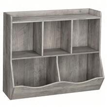 Organizador de juguetes y estantería de libros – Librero de madera con 5 cubos para almacenamiento múltiple. Ideal para guardería, dormitorio, colegio y pasillo. - Gris - Ver 9