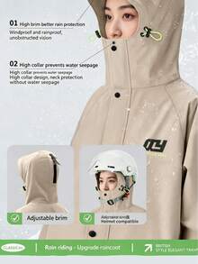 1 Set Minimalist Letter Print Full Body Waterproof Raincoat For Women, Motorcycle/Scooter Riding, Lightweight Yet Hooded Rainwear, Suitable For Commuting & Outdoor Activities, Ultimate Windproof & Waterproof PVC Jacket - Women's - View 3