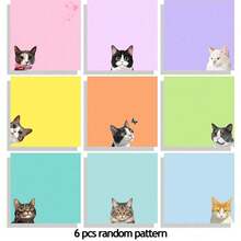 Set Catatan Tempel Kucing Lucu 1/3/6/9 Buah, Bantalan Memo Perekat Kucing Hitam Ukuran 3 Inci x 3 Inci, Set Buku Catatan Menarik, Alat Tulis Kucing, Catatan Tempel Kawaii, Hadiah untuk Pecinta Kucing, Dekorasi Meja Kantor, Perlengkapan Sekolah - MultiWarna - View 14
