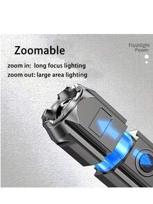 1pc/2pcs Ultra Bright LED Flashlight, Portable Adjustable Focus Flashlight, Rechargeable High Power LED Flashlight, Multi-Function, Telescopic Zoom, Suitable For Outdoor And Home, Camping, Travel, Travel Essential - Star - View 10