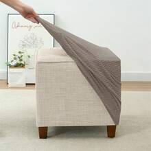 1 pieza Funda elástica de jacquard cuadrada para puf, protector de muebles resistente a la suciedad y duradera de envoltura completa - Multicolor - Ver 9