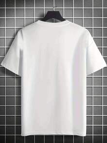 Men's Casual Chess Print T-Shirt, Round Neck Short Sleeve Tee, Regular Fit, All-Season Daily Wear Top, Modern Style, Comfortable Summer Outfit - White - View 2