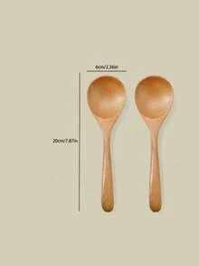 1/2/5 piezas Cucharas de madera de haya de estilo japonés de mango largo, cucharas de arroz, cucharas pequeñas, cucharas de madera de cocina, cucharas de madera grandes, set de 3 cucharas, artículos escolares - Mostaza Amarilla - Ver 13