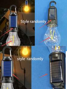 1pc Solar Powered LED Tungsten Filament Light, Rechargeable Portable Outdoor Garden Camping Tent Lamp, IP65 Waterproof Emergency Spotlight With Type-C Charging Port, Suitable For Camping, Home Garden Decor - Warm White - View 12