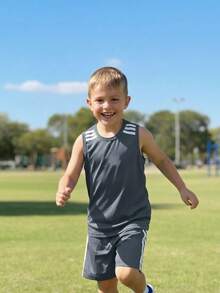 Boys' Premium Soccer Jersey And Shorts Set With Sleeve Detail And Lightweight Fabric - 灰色 - 查看 7