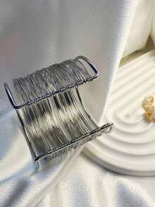 1 chiếc vòng tay hở cá tính, thời trang, đa năng, phù hợp cho các bữa tiệc, sự kiện và đeo hàng ngày. - Bạc - Xem 2