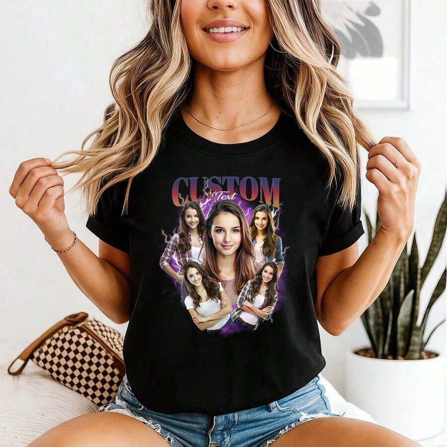 Women's Retro Old School Rock Band Shirt Oversized Music Concert Tee Vintage Skin-Friendly Comfortable Tshirt-Skin-Friendly - Đen 5 - Xem 1