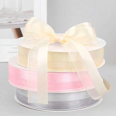 1 cuộn, rộng 2,5cm, dài 20 thước Anh, ruy băng bán trong suốt, ruy băng duyên dáng cho bó hoa, màu hồng, màu be, dùng để đóng gói hoa, ruy băng làm bánh, ruy băng gói quà, ruy băng thắt nơ hộp quà, ruy băng nhuộm một nửa, ruy băng bán trong suốt, dùng để đóng gói quà tặng, phụ kiện tóc, trang trí bánh, trang trí tiệc lễ hội.