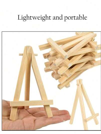 1/3Pcs Natural Wooden Easel Stand, Mini Triangle Display Holder For Table Numbers, Photos, Business Cards & Artwork, Multi-Functional Painting Showcase & Phone Stand, Ideal For Wedding, Conference, Home Decor & Back To School